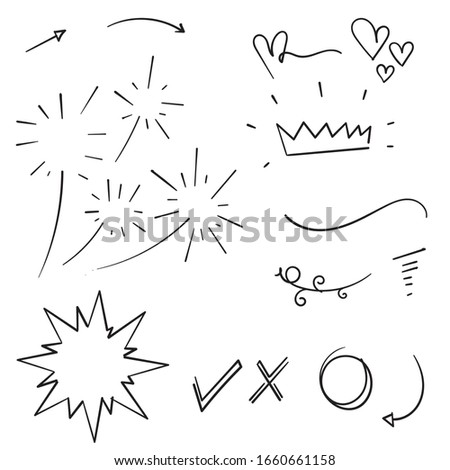 Vector hand drawn collection of design element star doodle