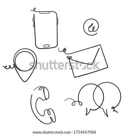 hand drawn Contact us symbols  for Social Media network icon doodle vector