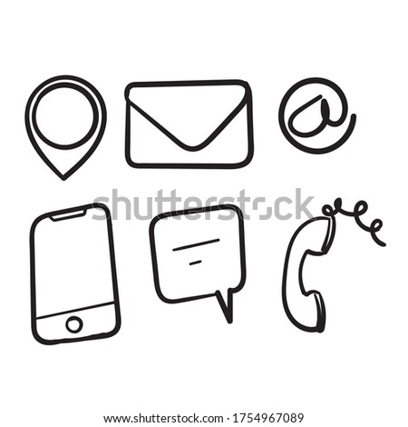 hand drawn Contact us symbols  for Social Media network icon doodle vector