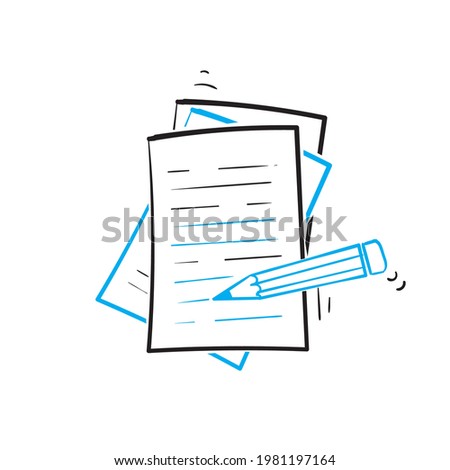 hand drawn doodle pencil and paper symbol for Creative writing, storytelling concept illustration vector