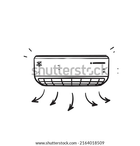 hand drawn doodle air conditioner illustration icon vector