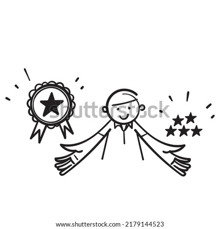 hand drawn doodle star comparison symbol for quality vs quantity sign illustration icon