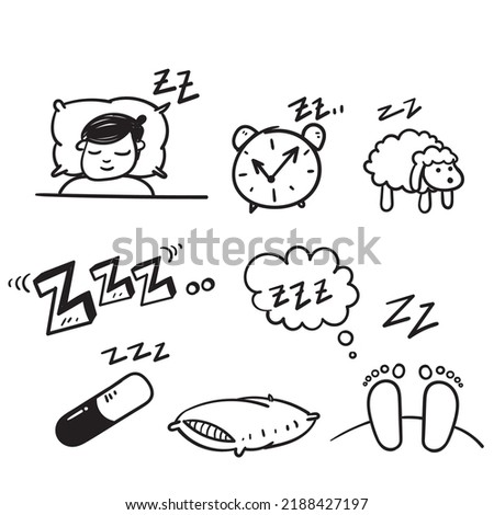 hand drawn doodle Set of Sleep Related illustration vector