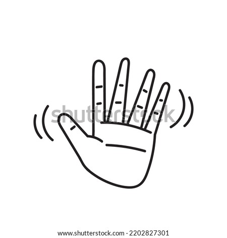 hand drawn doodle hand waving hello illustration vector