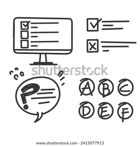 hand drawn doodle test quiz score icon related