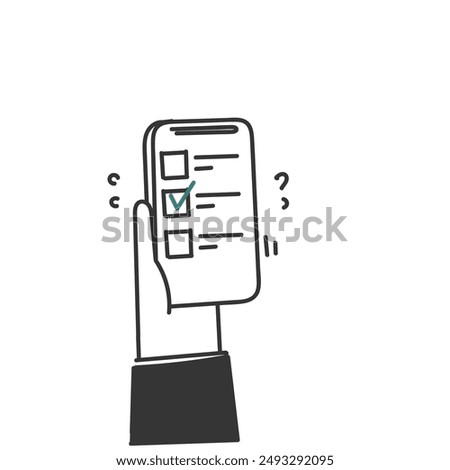 hand drawn doodle online check mark option selection on electronic device