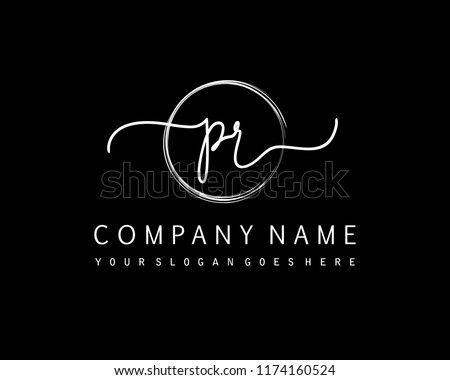 P R Initial handwriting logo vector Imagine de stoc © 