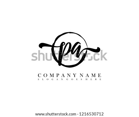 PA initial handwriting logo circle template vector