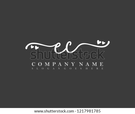 EC Initial handwriting logo vector