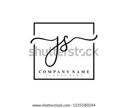 JS Initial handwriting square minimalist logo vector