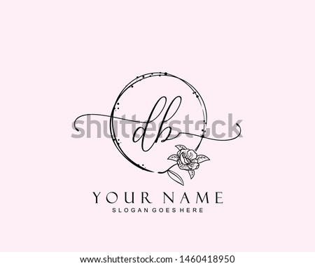 Initial DB beauty monogram and elegant logo design, handwriting logo of initial signature, wedding, fashion, floral and botanical with creative template.