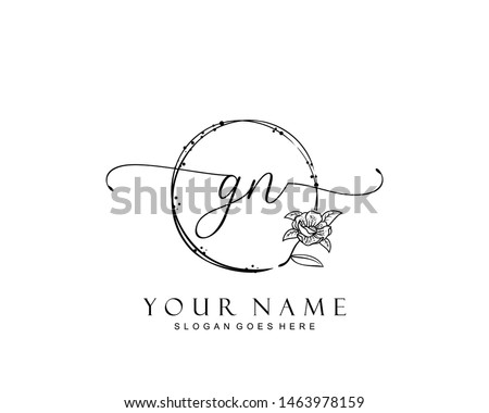 Initial GN beauty monogram and elegant logo design, handwriting logo of initial signature, wedding, fashion, floral and botanical with creative template. Stock fotó © 
