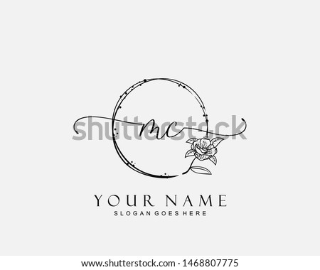 Initial MC beauty monogram and elegant logo design, handwriting logo of initial signature, wedding, fashion, floral and botanical with creative template. Zdjęcia stock © 