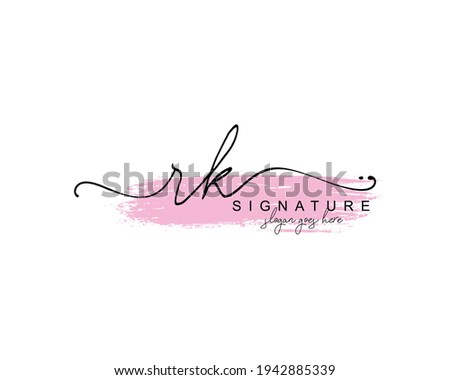 Initial RK beauty monogram and elegant logo design, handwriting logo of initial signature, wedding, fashion, floral and botanical with creative template. Stok fotoğraf © 