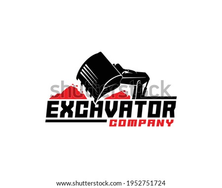 Excavator logo template, heavy equipment for construction logo