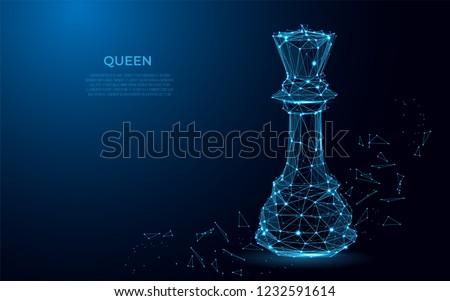Chess Queen symbol of power. Abstract image of a luxury power in the form of a starry sky or space. Queen vector wireframe concept. abstract polygon vector design. Vector business. Poly art
