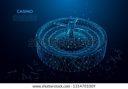 Roulette in the form of a starry sky or space. CASINO concept.  Polygon vector design. Futuristic wireframe design vector illustration. mesh art