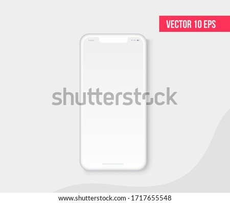 Smartphone blank screen, realistic white phone mockup. Template for infographics or presentation UI design interface