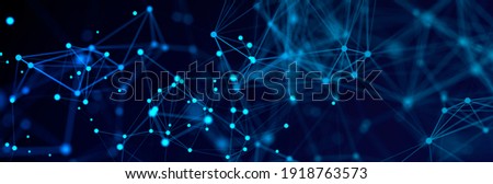 Abstract blue digital data background. Network connection structure. Structural connection of information. Data transfer in network connection. Data technology. Digital background. 3D rendering.