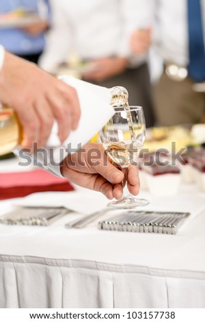 Business buffet lunch caterer serve wine appetizer company meeting