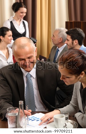 Business people have company meeting at restaurant conference room