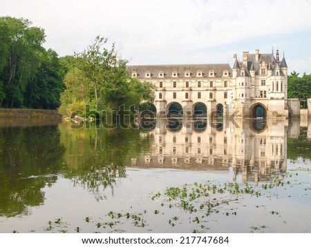 Chenonceau, France - June 9, 2014: Along the route of the castles on the Loire River - Chateau de Chenonceau