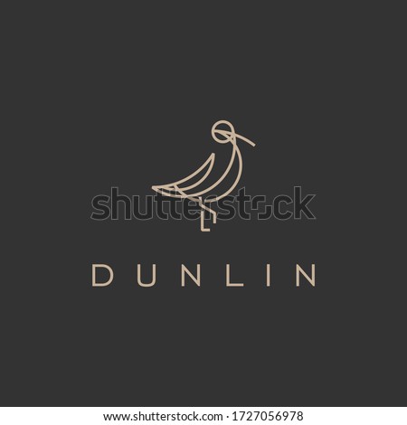 Minimalist elegant Dunlin Bird logo design with line art style