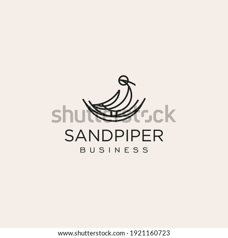 Sandpiper Bird logo design. Dunlin 
 bird vector line art style. Sandpiper symbol Minimalist elegant for business