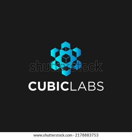 Cubic Labs Logo Design. Geometric Hexagon Icon. Abstract Modern Engineer Logo vector. Futuristic Sign for Modern Research Development Company