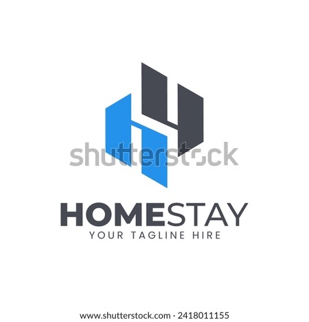 hh hy hq Abstract Letter with Building, Modern Geometric Logo Design for Property Construction Company