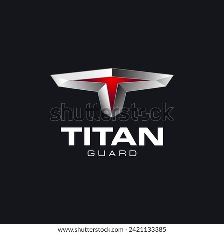 Initial T letter with 3d Style, Silver Metal Chrome Effect Abstract Titan emblem badge Logo Design