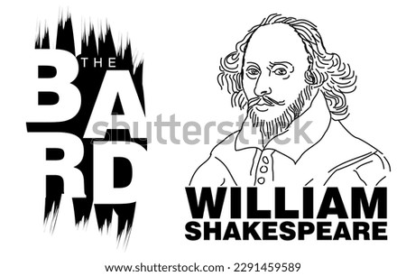 A vector illustration of William Shakespeare in black on an isolated white background
