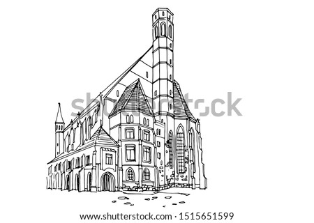 Vector sketch of Minoritenkirche, Vienna, Austria 