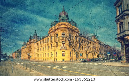 architecture of Zagreb, Croatia. Picture in artistic retro style.