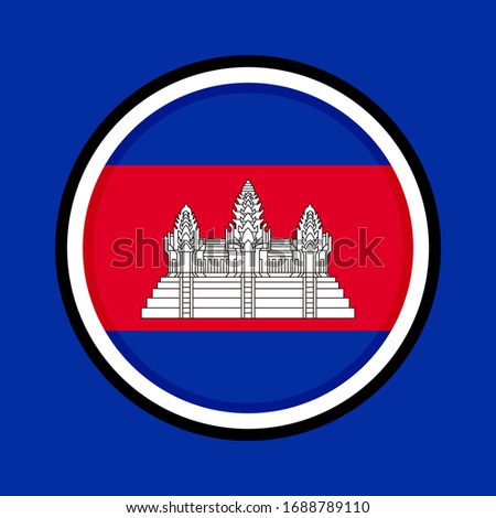 round icon, flag of cambodia, isolated on blue background