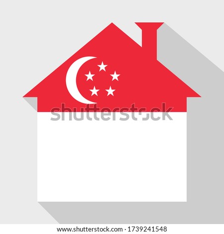 stay at home icon with singapore flag