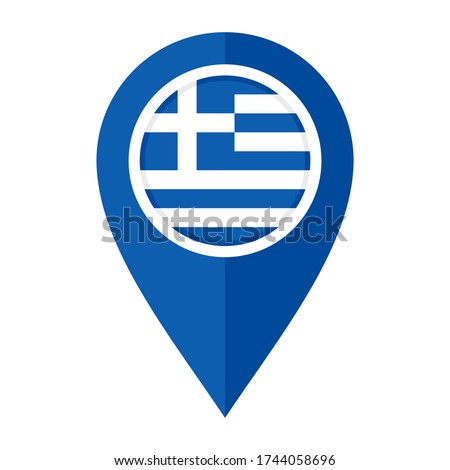 flat map marker icon with greece flag isolated on white background