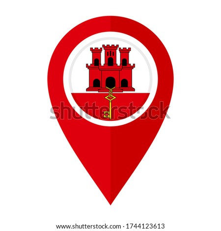 flat map marker icon with gibraltar flag isolated on white background
