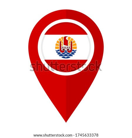 flat map marker icon with french polynesia flag isolated on white background