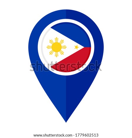 flat map marker icon with philippines flag, isolated on white background