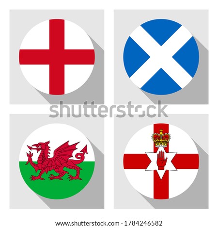 england, scotland, wales and northern ireland flags icon set.