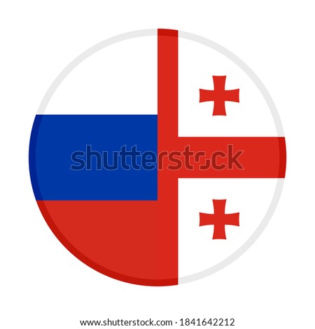 round icon with russia and georgia  flags, isolated on white background