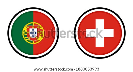 round icons with portugal and switzerland flags