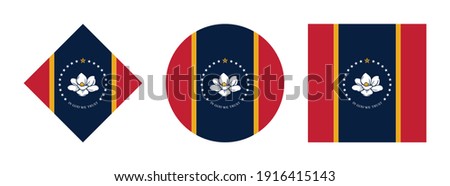 mississippi flag icon set isolated on white background