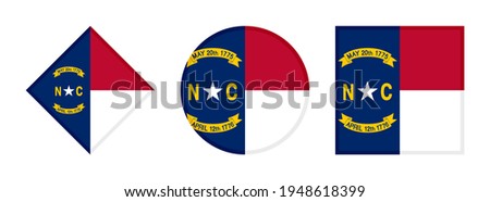 north carolina flag icon set isolated on white background