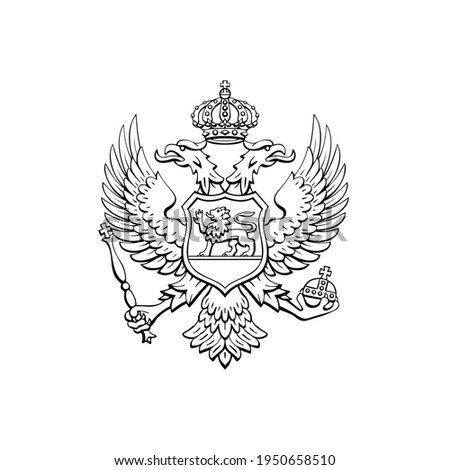 eagle outline. black and white bird. flag of montenegro. logo, tattoo, sticker, print, symbol, icon, decoration