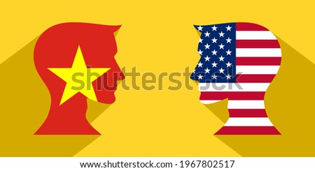 face to face concept with vietnam vs american. banner, sticker, print, decorative
