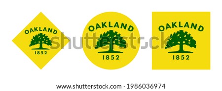 oakland flag icon set isolated on white background