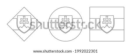 slovakia flag outline set, isolated on white background