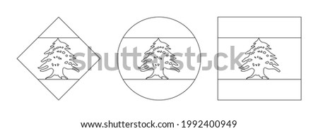 lebanon flag outline set. isolated on white background